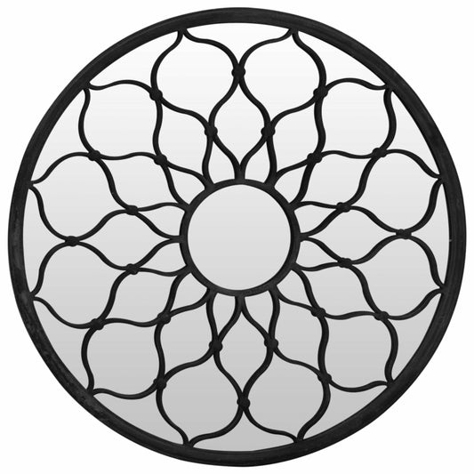 VIDAXL Miroir De Jardin Noir 40x3 Cm Fer Rond Utilisation Extérieure