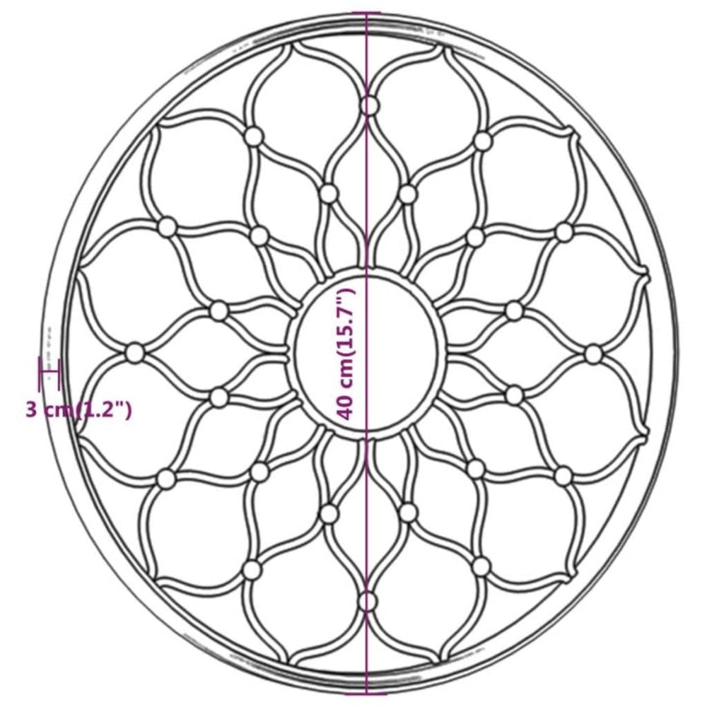 VIDAXL Miroir De Jardin Noir 40x3 Cm Fer Rond Utilisation Extérieure