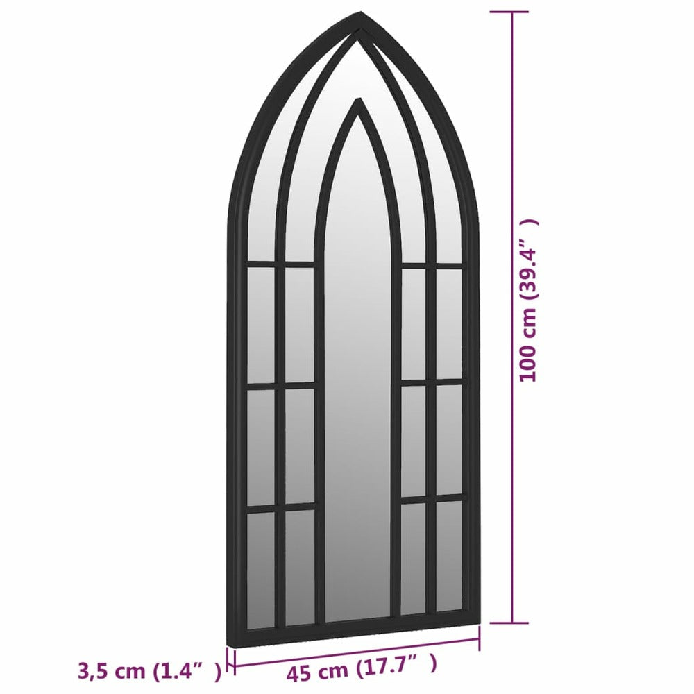 VIDAXL Miroir De Jardin Noir 100x45 Cm Fer Pour Utilisation Extérieure