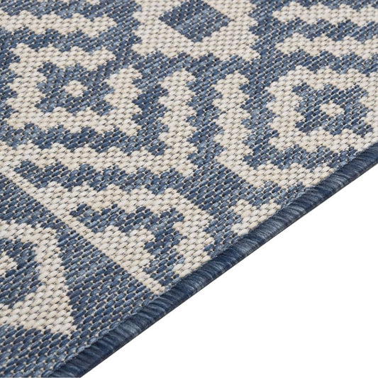 VIDAXL Tapis à Tissage Plat D'extérieur 140x200 Cm Rayures Bleues