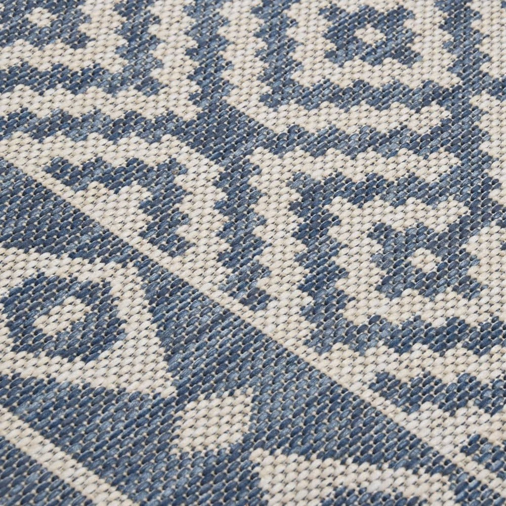 VIDAXL Tapis à Tissage Plat D'extérieur 140x200 Cm Rayures Bleues