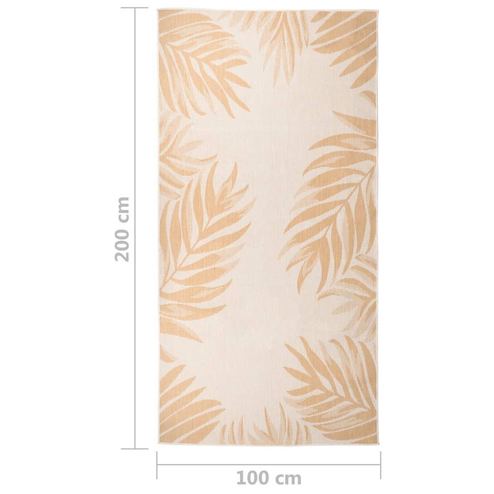 VIDAXL Tapis à Tissage Plat D'extérieur 100x200 Cm Motif De Feuille