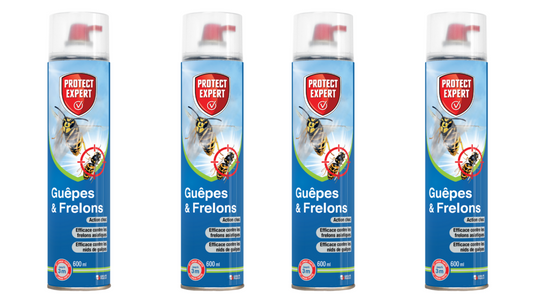  Lot De 4 Aérosols Anti-guêpes & Frelons | 4x600 Ml | Mousse Et Jet Lon