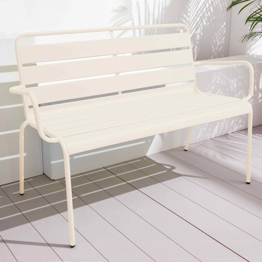  Banc De Jardin En Métal Ivoire