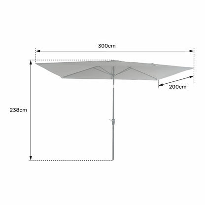  Parasol Droit Hapuna Rectangulaire 2x3m Bleu