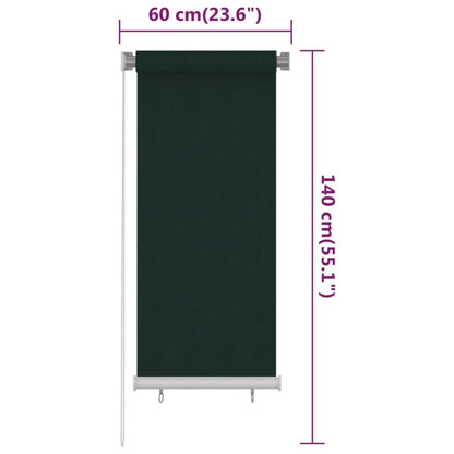 VIDAXL Store Roulant D'extérieur 60x140 Cm Vert Foncé Pehd