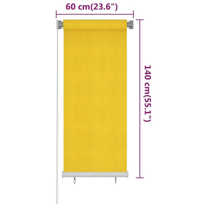 VIDAXL Store Roulant D'extérieur 60x140 Cm Jaune Pehd