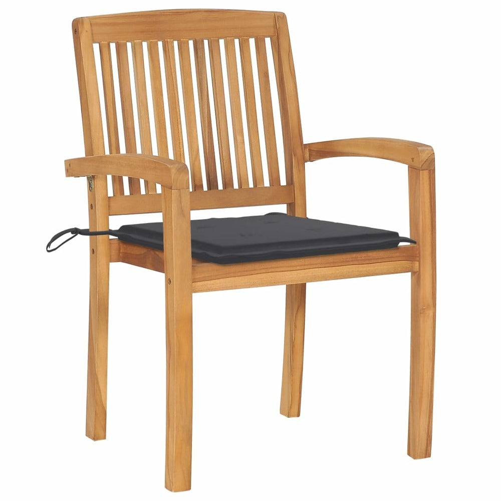 VIDAXL Chaises De Jardin Empilables Avec Coussins 6 Pcs Teck Solide