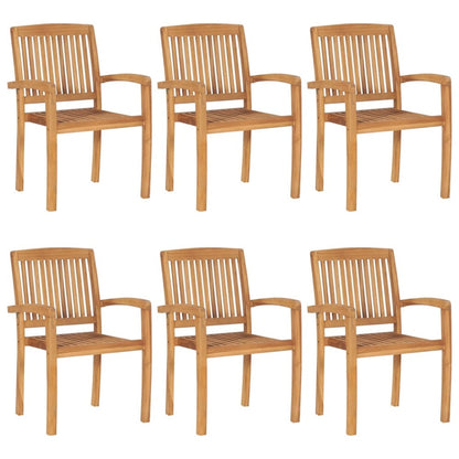 VIDAXL Chaises De Jardin Empilables Avec Coussins 6 Pcs Teck Solide