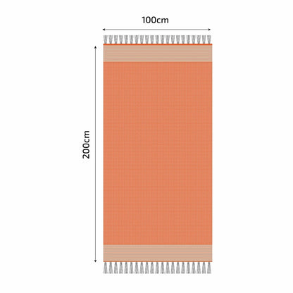  Fouta En Coton Tissage Nid D'abeille Ziwane 100x200cm Orange
