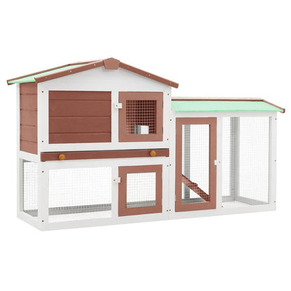 VIDAXL Clapier Large D'extérieur Marron Et Blanc 145x45x85 Cm Bois