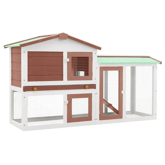 VIDAXL Clapier Large D'extérieur Marron Et Blanc 145x45x85 Cm Bois