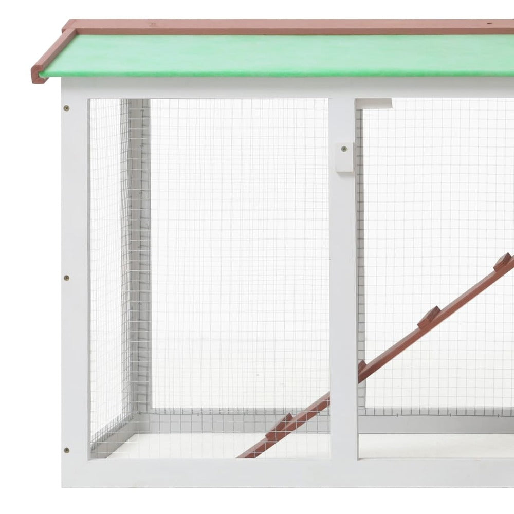 VIDAXL Clapier Large D'extérieur Marron Et Blanc 145x45x85 Cm Bois