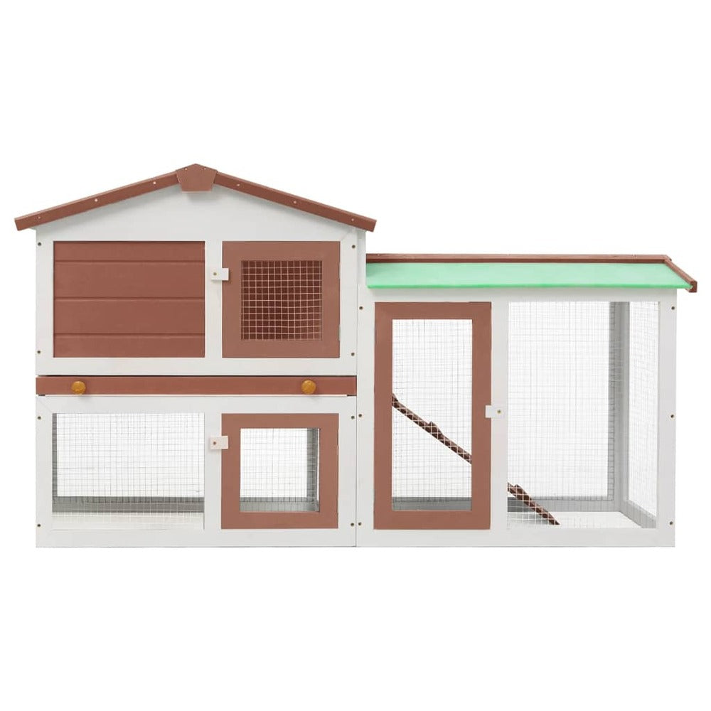 VIDAXL Clapier Large D'extérieur Marron Et Blanc 145x45x85 Cm Bois