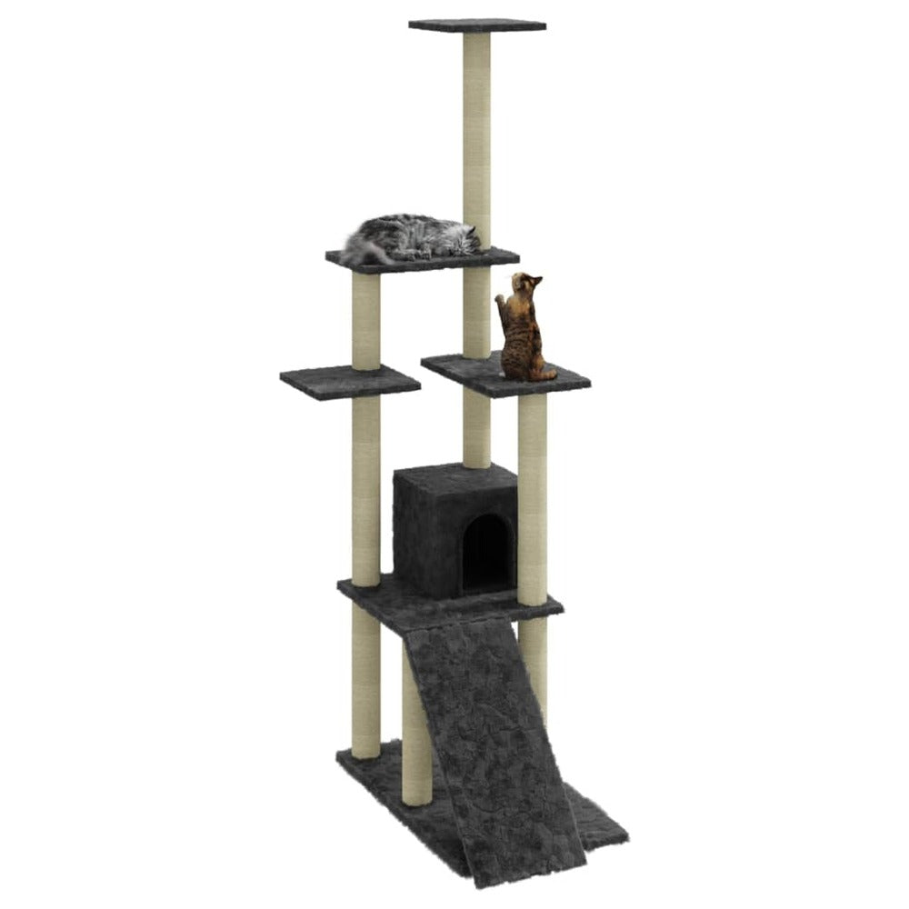 VIDAXL Arbre à Chat Avec Griffoirs En Sisal Gris Foncé 155 Cm