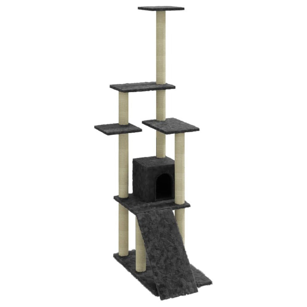 VIDAXL Arbre à Chat Avec Griffoirs En Sisal Gris Foncé 155 Cm