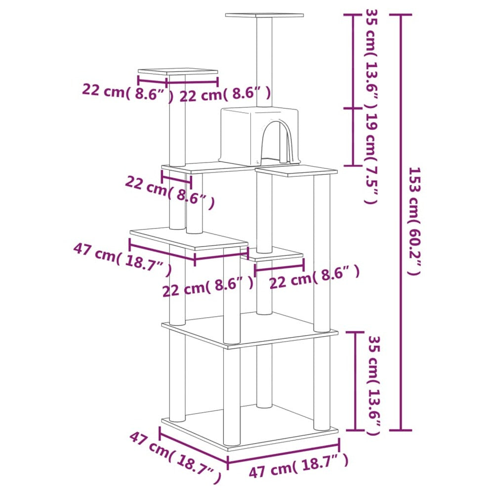 VIDAXL Arbre à Chat Avec Griffoirs En Sisal Crème 153 Cm