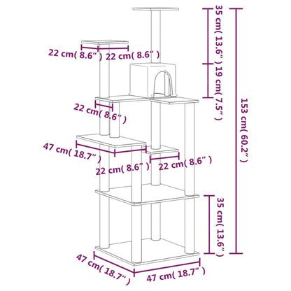 VIDAXL Arbre à Chat Avec Griffoirs En Sisal Crème 153 Cm