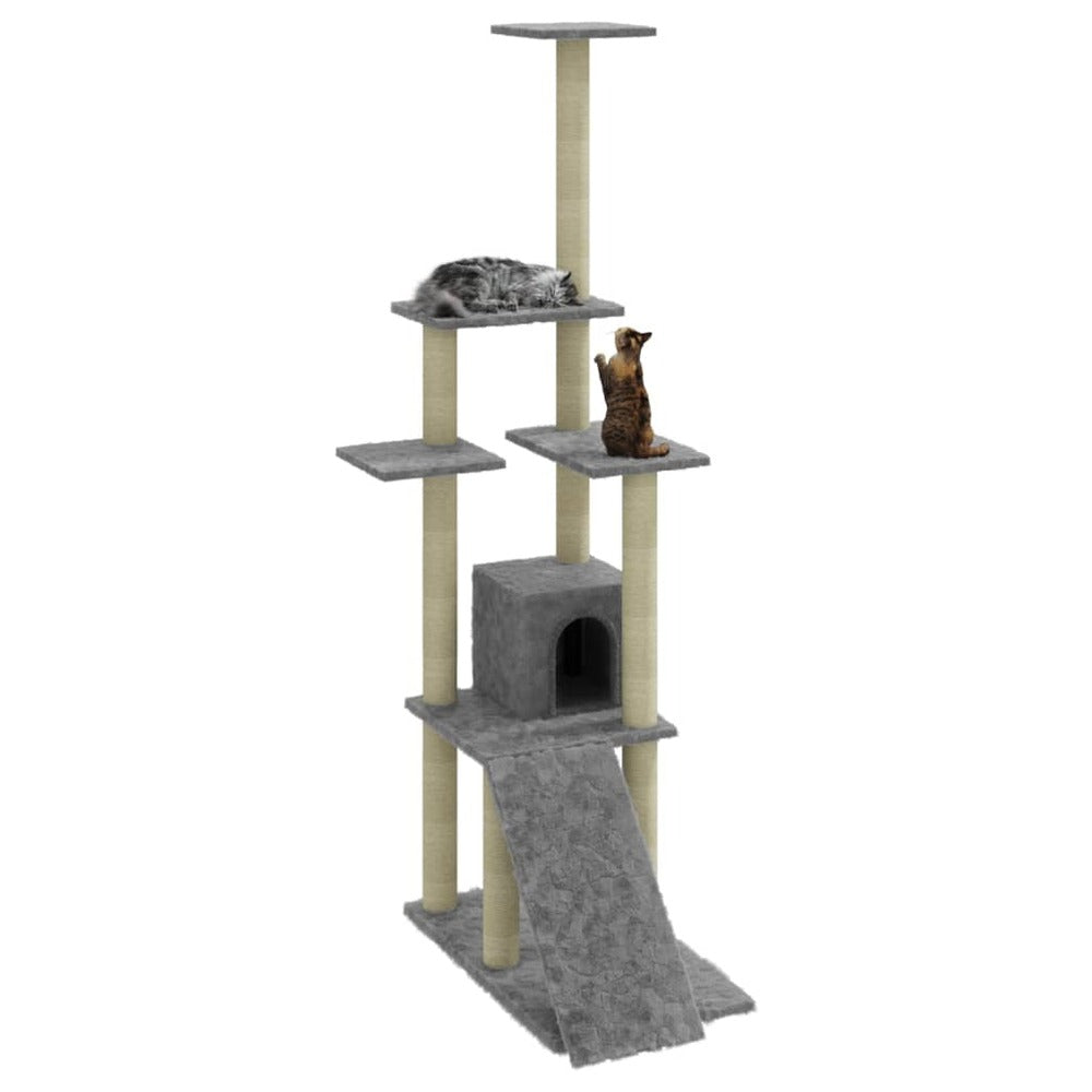 VIDAXL Arbre à Chat Avec Griffoirs En Sisal Gris Clair 155 Cm