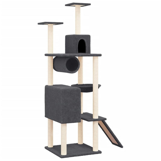 VIDAXL Arbre à Chat Avec Griffoirs En Sisal Gris Foncé 168 Cm