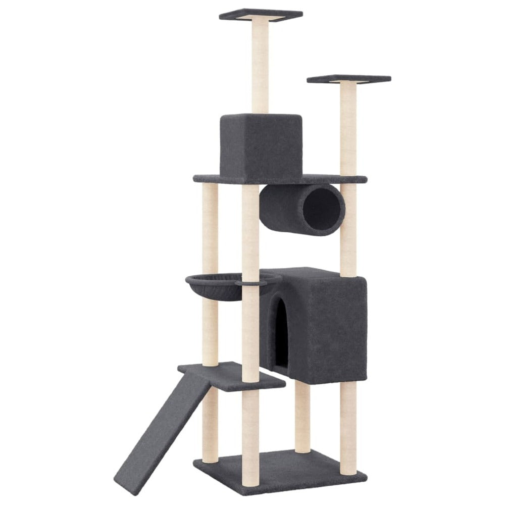 VIDAXL Arbre à Chat Avec Griffoirs En Sisal Gris Foncé 168 Cm