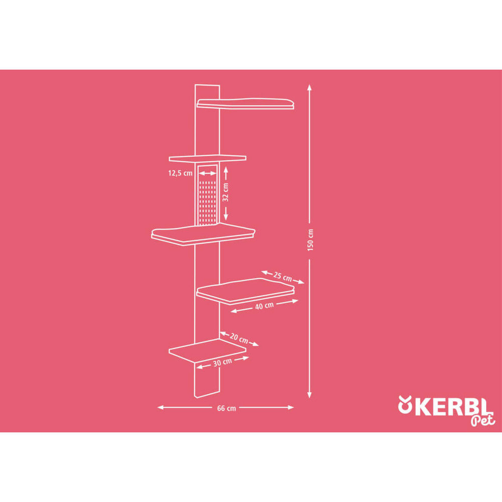 KERBL Arbre à Chat Timber Wall 150 Cm Naturel Et Taupe