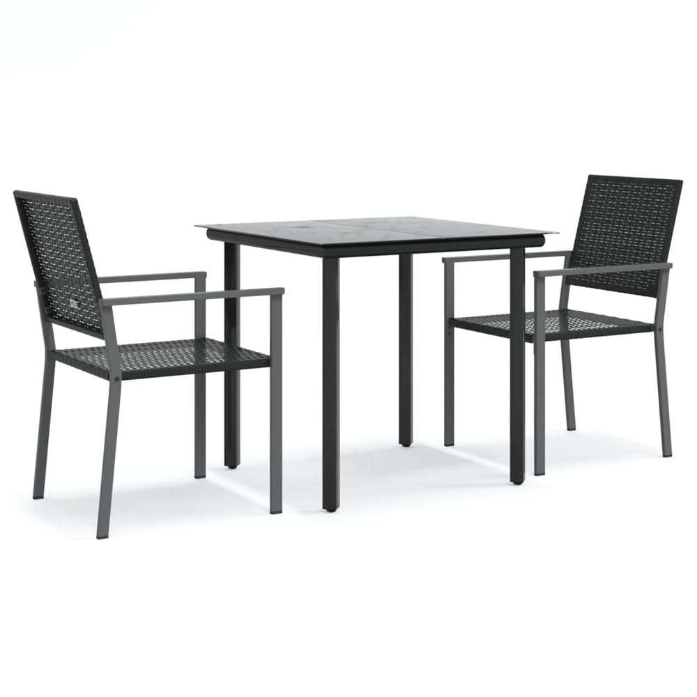 VIDAXL Ensemble à Manger De Jardin 3 Pcs Résine Tressée Acier