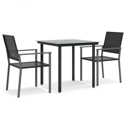 VIDAXL Ensemble à Manger De Jardin 3 Pcs Résine Tressée Acier