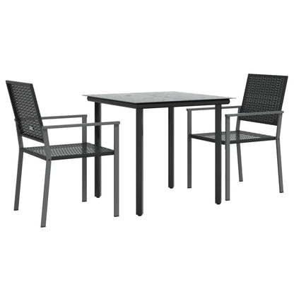 VIDAXL Ensemble à Manger De Jardin 3 Pcs Résine Tressée Acier