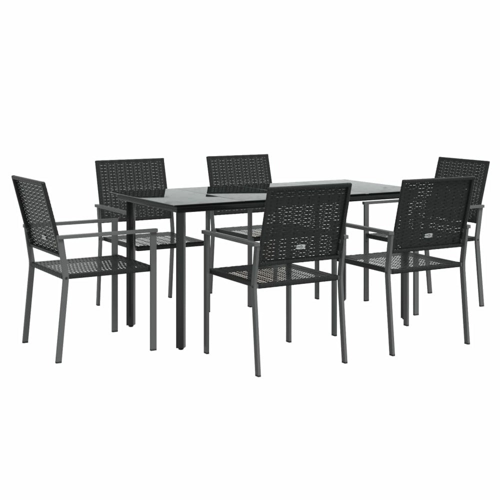 VIDAXL Ensemble à Manger De Jardin 7 Pcs Résine Tressée Acier