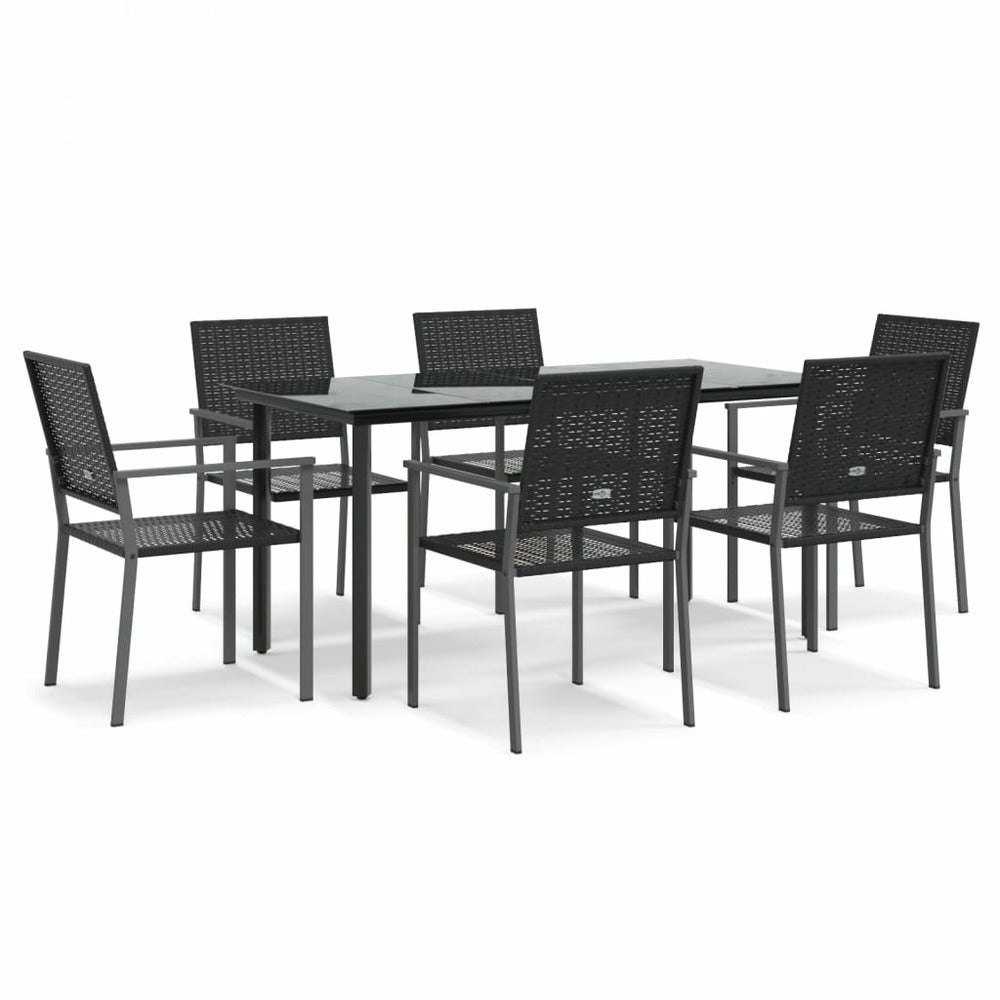 VIDAXL Ensemble à Manger De Jardin 7 Pcs Résine Tressée Acier