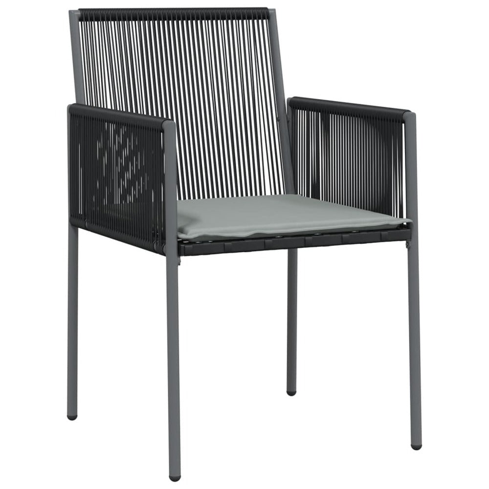 VIDAXL Ensemble à Dîner De Jardin Coussins 5 Pcs Noir Rotin Et Acier