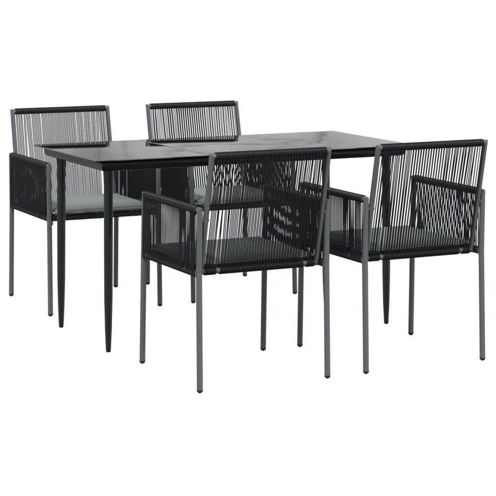 VIDAXL Ensemble à Dîner De Jardin Coussins 5 Pcs Noir Rotin Et Acier