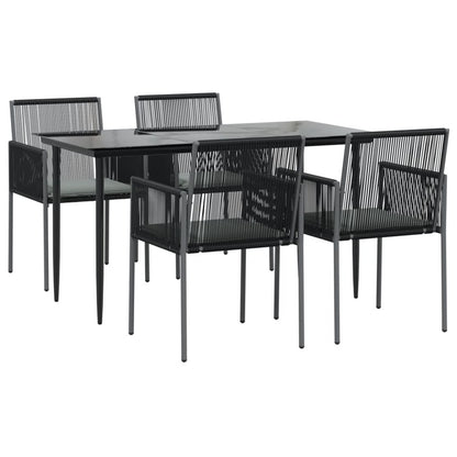 VIDAXL Ensemble à Dîner De Jardin Coussins 5 Pcs Noir Rotin Et Acier