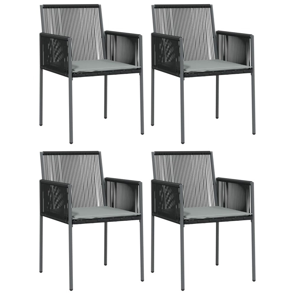VIDAXL Ensemble à Dîner De Jardin Coussins 5 Pcs Noir Rotin Et Acier