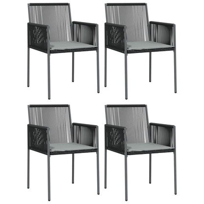 VIDAXL Ensemble à Dîner De Jardin Coussins 5 Pcs Noir Rotin Et Acier