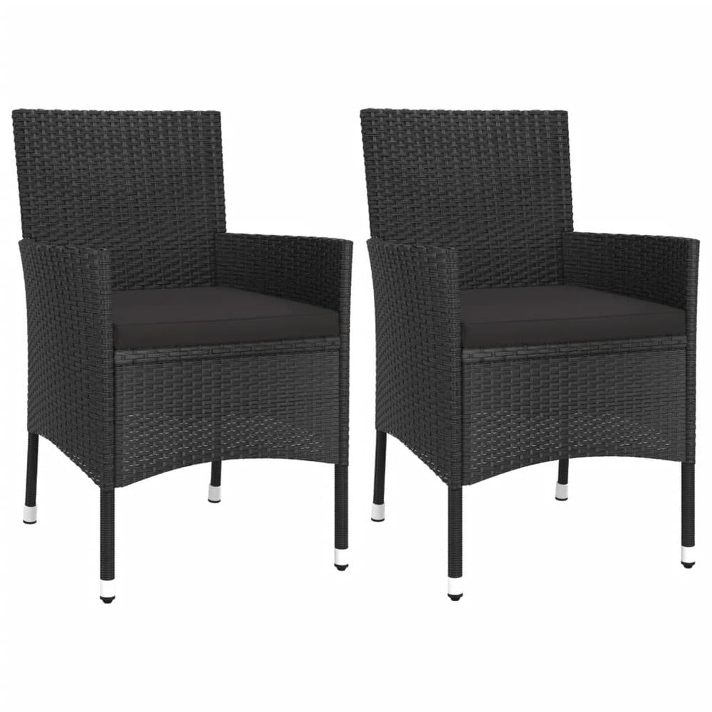 VIDAXL Ensemble De Bistro De Jardin 3 Pcs Coussins Noir Poly Rotin