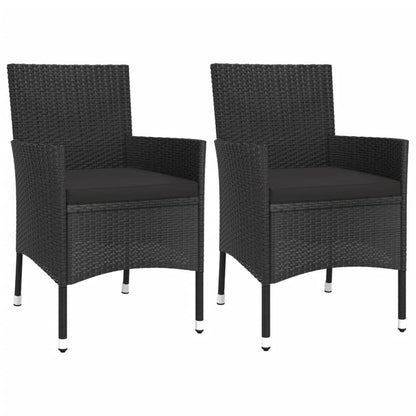 VIDAXL Ensemble De Bistro De Jardin 3 Pcs Coussins Noir Poly Rotin