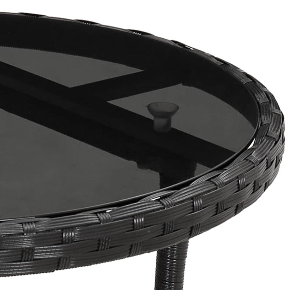 VIDAXL Ensemble De Bistro De Jardin 3 Pcs Coussins Noir Poly Rotin