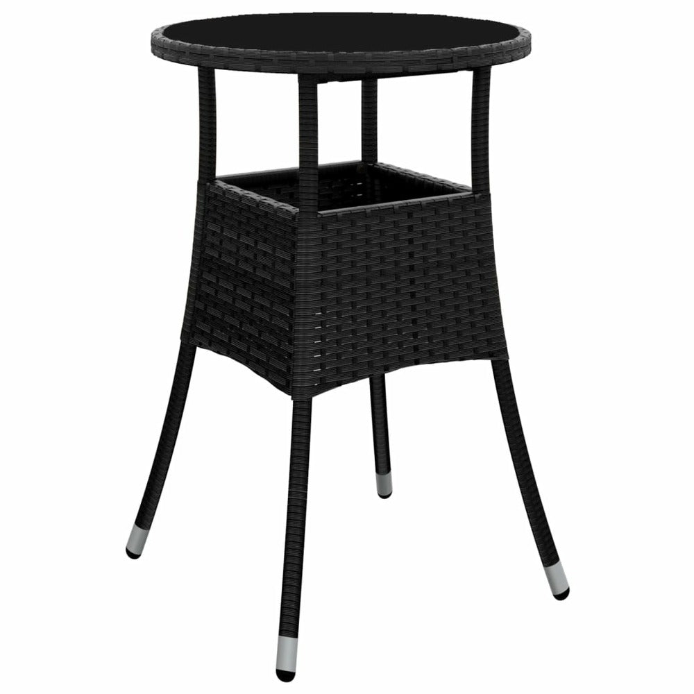 VIDAXL Ensemble De Bistro De Jardin 3 Pcs Coussins Noir Poly Rotin