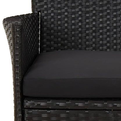 VIDAXL Ensemble De Bistro De Jardin 3 Pcs Coussins Noir Poly Rotin