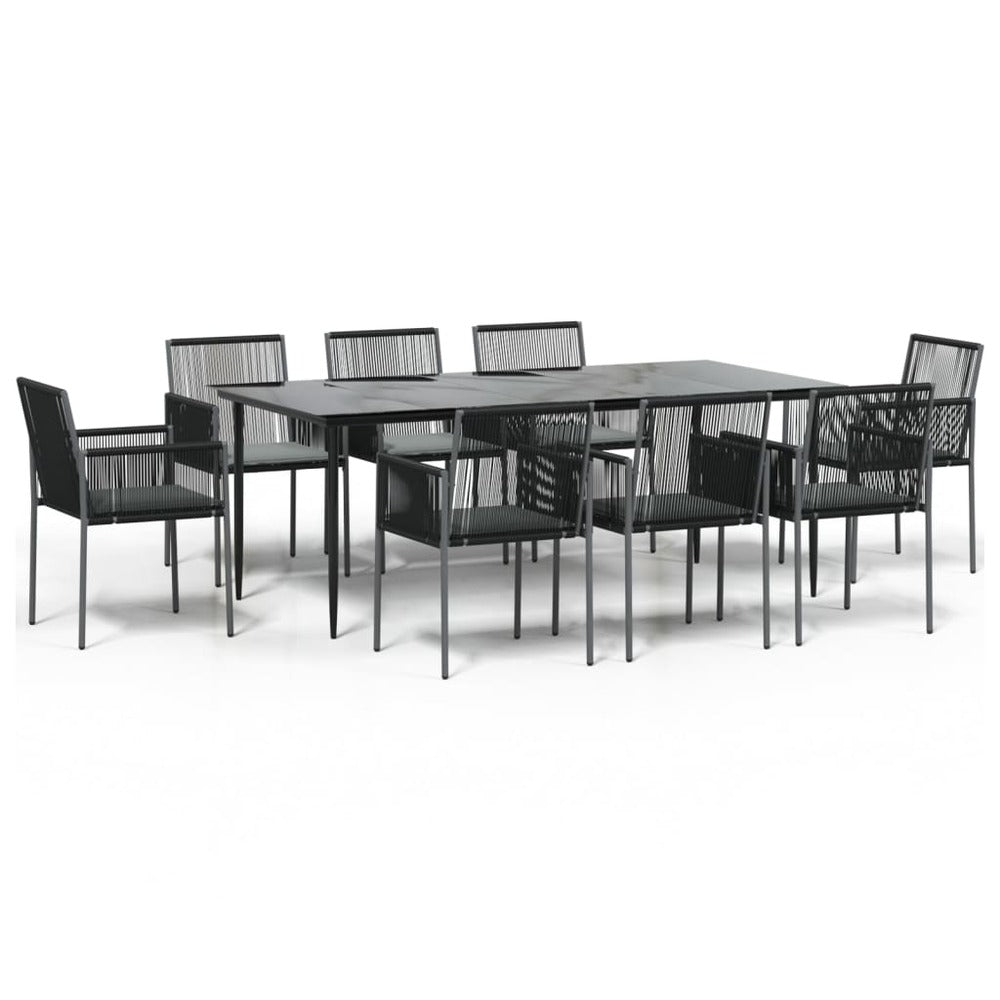 VIDAXL Ensemble à Dîner De Jardin 9 Pcs Coussins Noir Rotin Et Acier