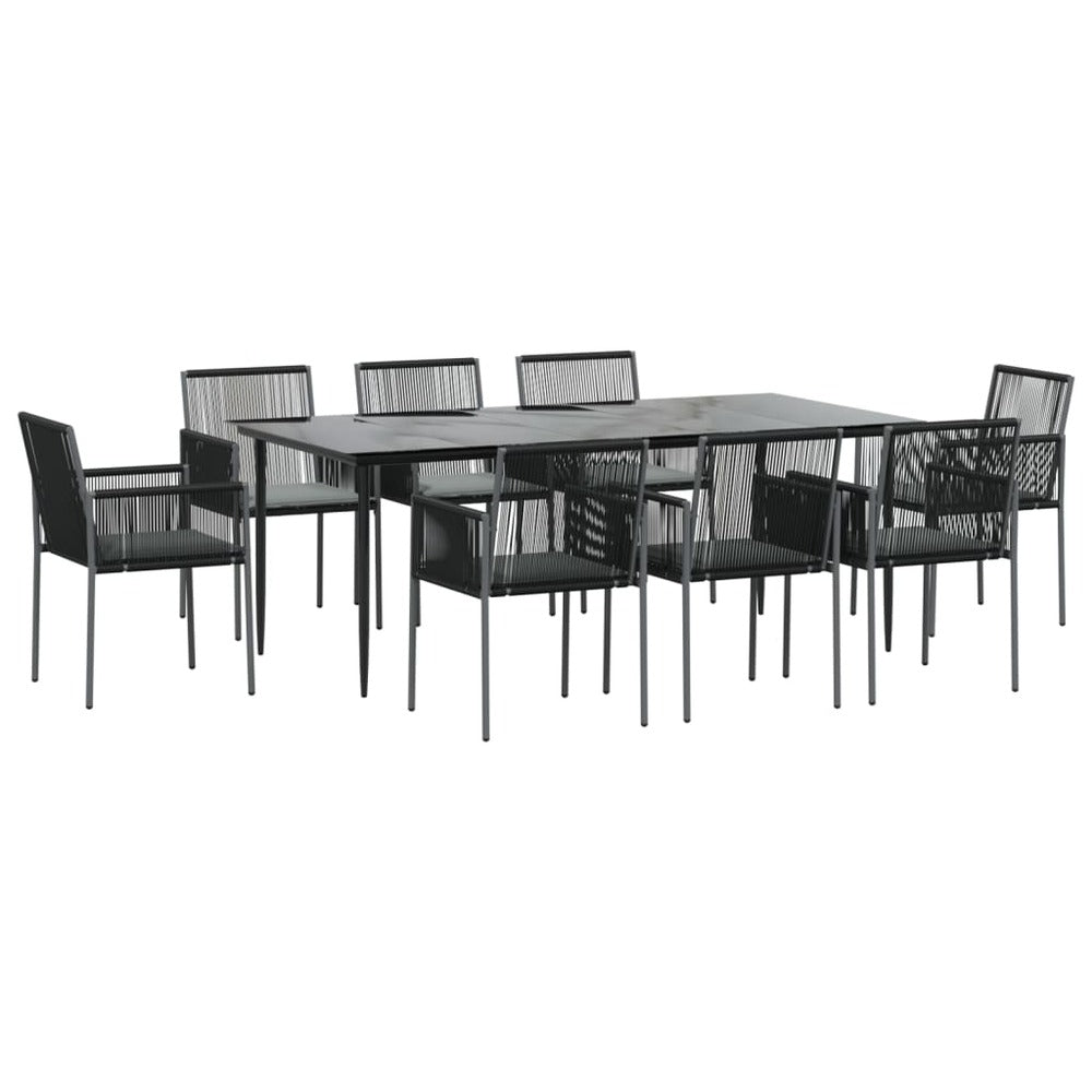 VIDAXL Ensemble à Dîner De Jardin 9 Pcs Coussins Noir Rotin Et Acier