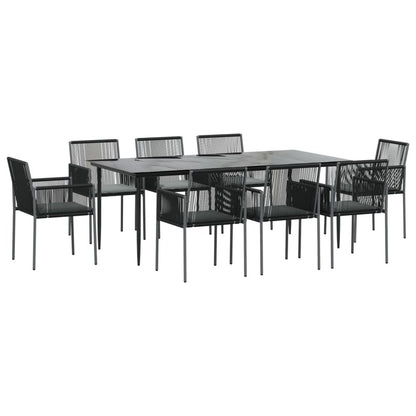 VIDAXL Ensemble à Dîner De Jardin 9 Pcs Coussins Noir Rotin Et Acier