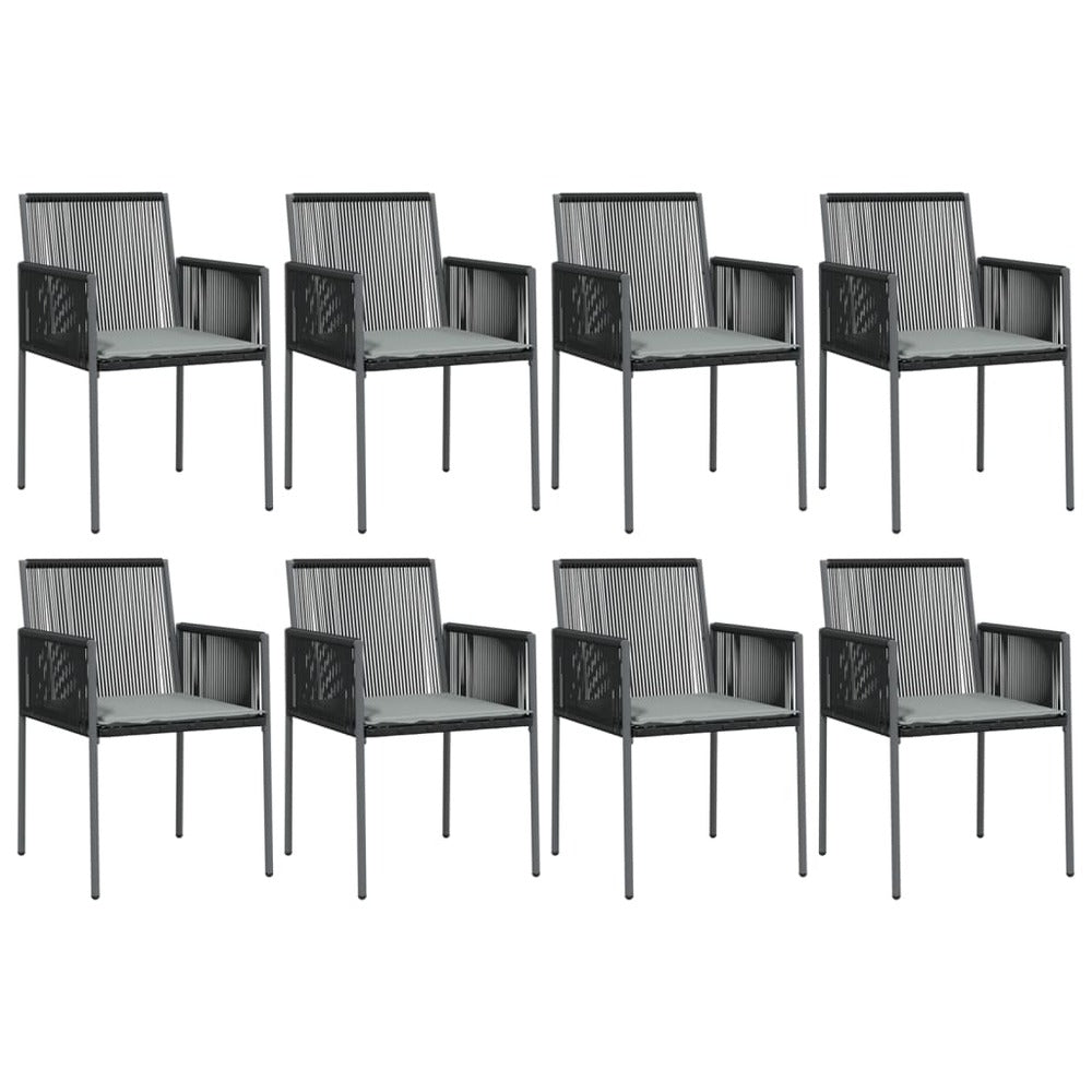 VIDAXL Ensemble à Dîner De Jardin 9 Pcs Coussins Noir Rotin Et Acier