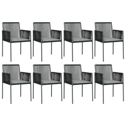 VIDAXL Ensemble à Dîner De Jardin 9 Pcs Coussins Noir Rotin Et Acier