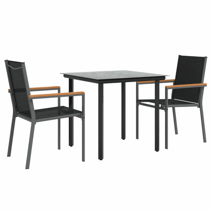 VIDAXL Ensemble à Manger De Jardin 3 Pcs Noir Textilène Et Acier