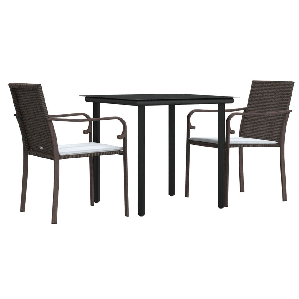 VIDAXL Ensemble à Manger De Jardin 3 Pcs Coussins Résine Tressée Acier