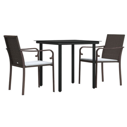 VIDAXL Ensemble à Manger De Jardin 3 Pcs Coussins Résine Tressée Acier