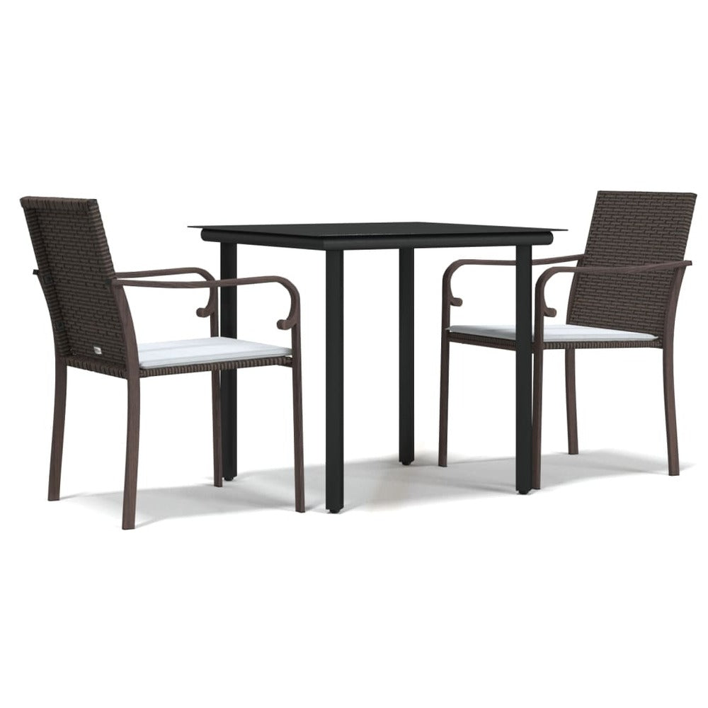 VIDAXL Ensemble à Manger De Jardin 3 Pcs Coussins Résine Tressée Acier